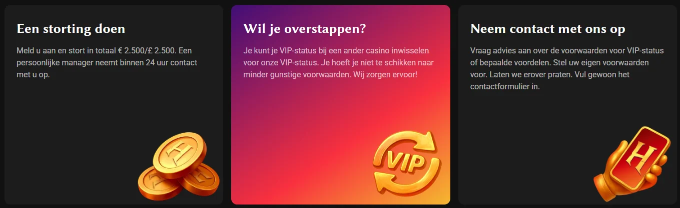 Hadesbet Casino VIP voordelen met storting, overstappen naar VIP status en contact met support